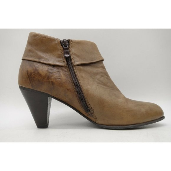 Nero Giardini Brown Leather Zip Up Block Heel Ankle Boots Shoes Women's 37 / 7 - Picture 5 of 9
